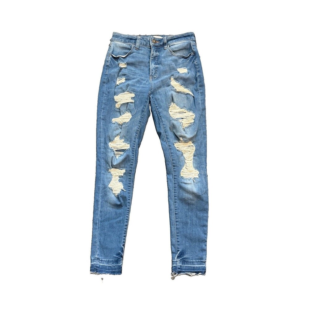 SO Curvy Jegging Jeans Woman’s 9/29W Blue Super High Rise Distressed Rip Stretch